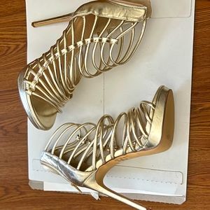 Gold stiletto heels